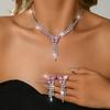 Cute and Sweet European and Sparkling Diamond tassel Butterfly Necklace Earrings