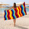 Retro Red Pink Striped Beach Towel Romantic "LOVE" Letter Pattern Towel Soft Absorbent Quick Dry Beach Blanket for Summer