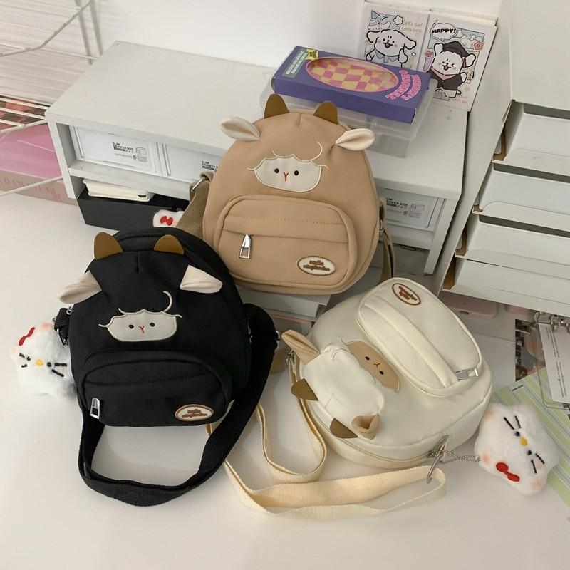 Adorable Mini Lamb Shoulder Bag Lightweight Canvas Backpack For Kids And Teens