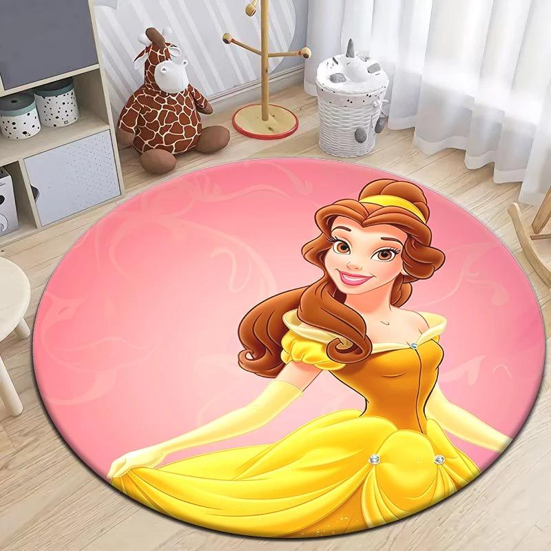 Disney Princess Cartoon Circular Mat HD Printed Bedroom Balcony Entrance Door Sofa Non-slip Carpet Home Decoration Rug
