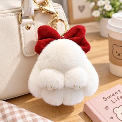 Soft Fluffy Faux Rabbit Fur Keychain Hanging Ornaments Bunny Pendant Decoration Bag Charms  Woman