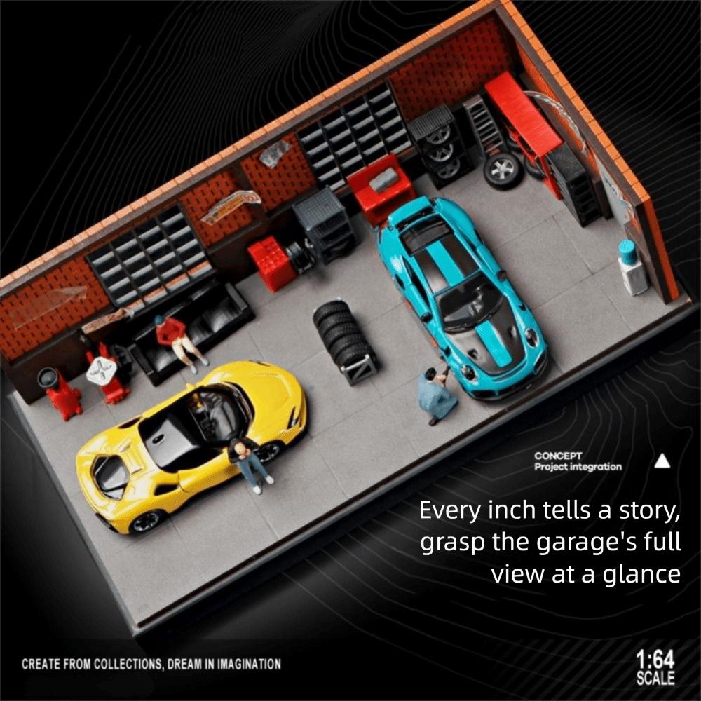 1/64 Scale Simulation Car Repair Tools Model Assembly Garage Scene Display Miniature Landscape