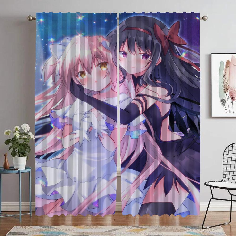 Perdeler Çocuk Odası Puella Magi Madoka Magica Ev İç Mekan Perdeleri Kamera Gölgelikleri için Oturma Odası Perdesi Cadılar Bayramı Dekorasyonu