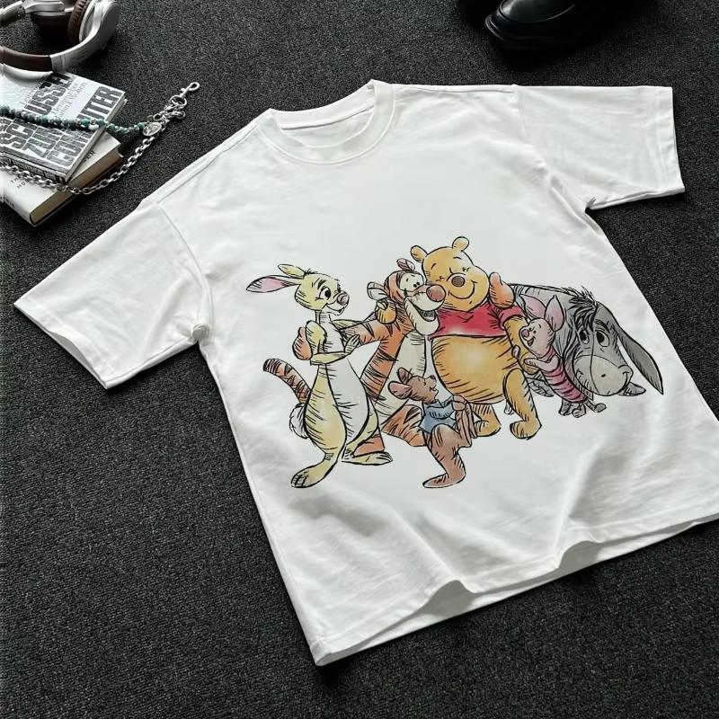 Tigger and Piggy Graphic Tshirt Unisex Women Fashion Casual Summer Crew Neck Short Sleeve Sports Loose Cotton Top