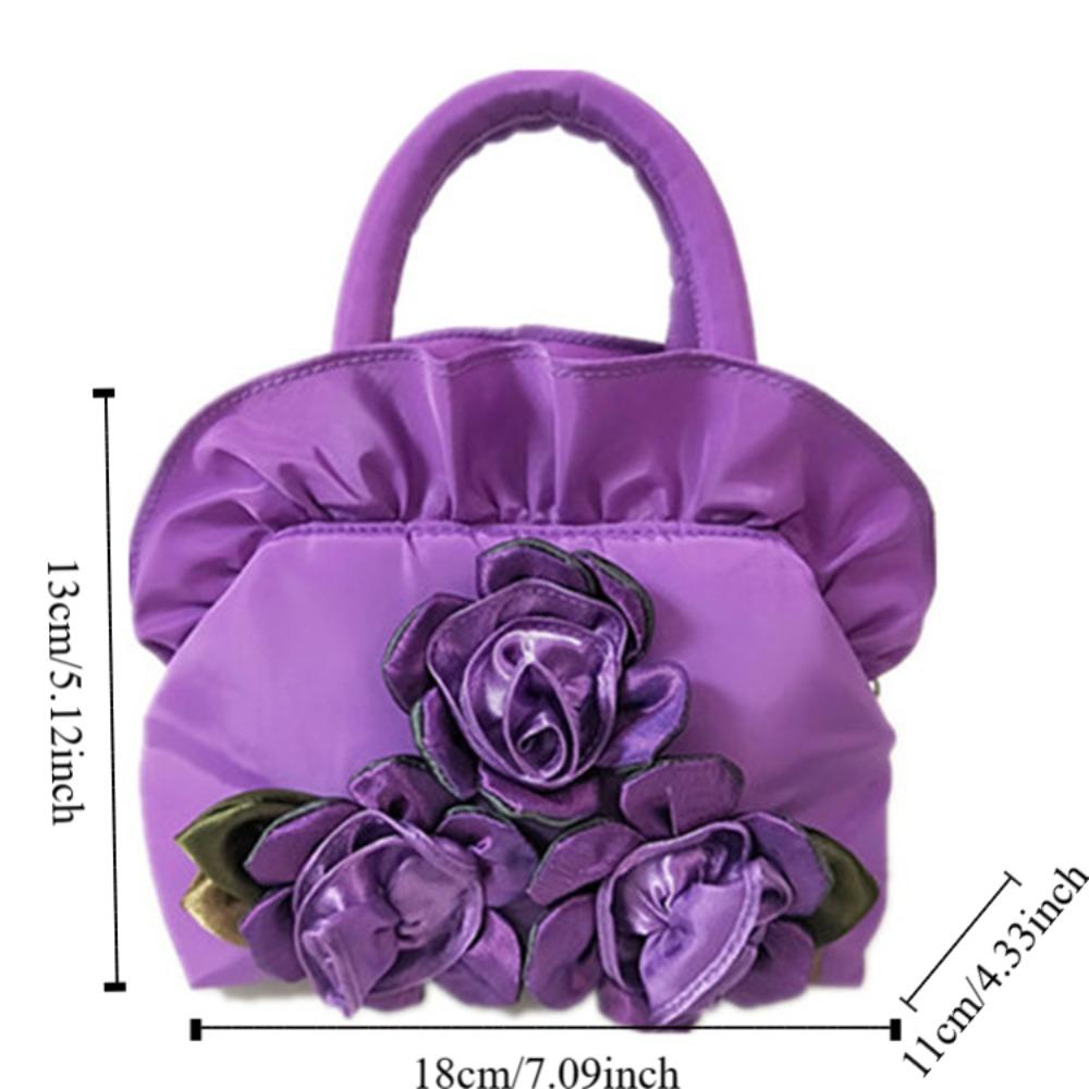 Satin Silk Hanfu Flower Drawstrings Bag Ruffle Small Purse Wallet Rose Flower Handbag  Ladies/Girls