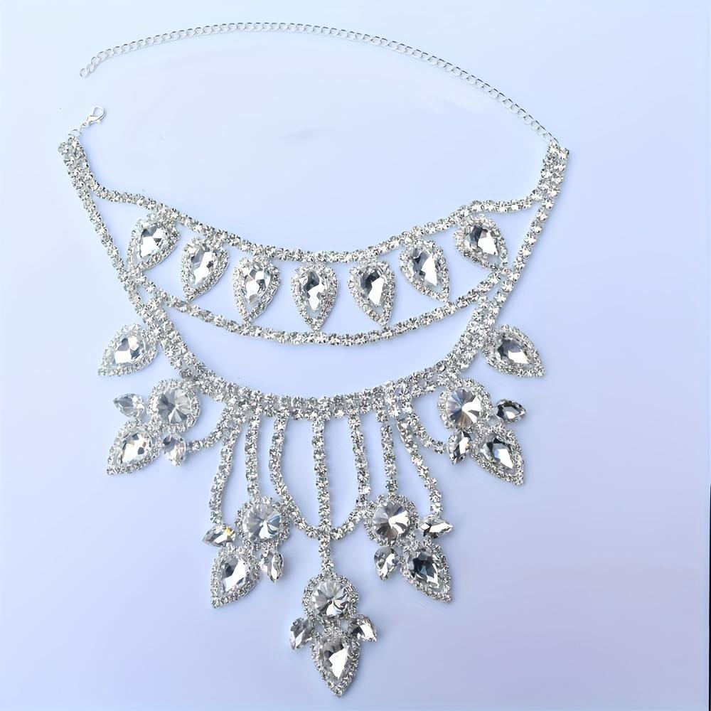 Exaggerated Sparkling Female Necklace Embellished With Rhinestones Bohemian Luxury Style Necklace