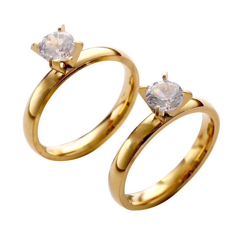 Stainless steel ring female niche 4mm inner and outer arc zircon diamond titanium steel couple jewelry