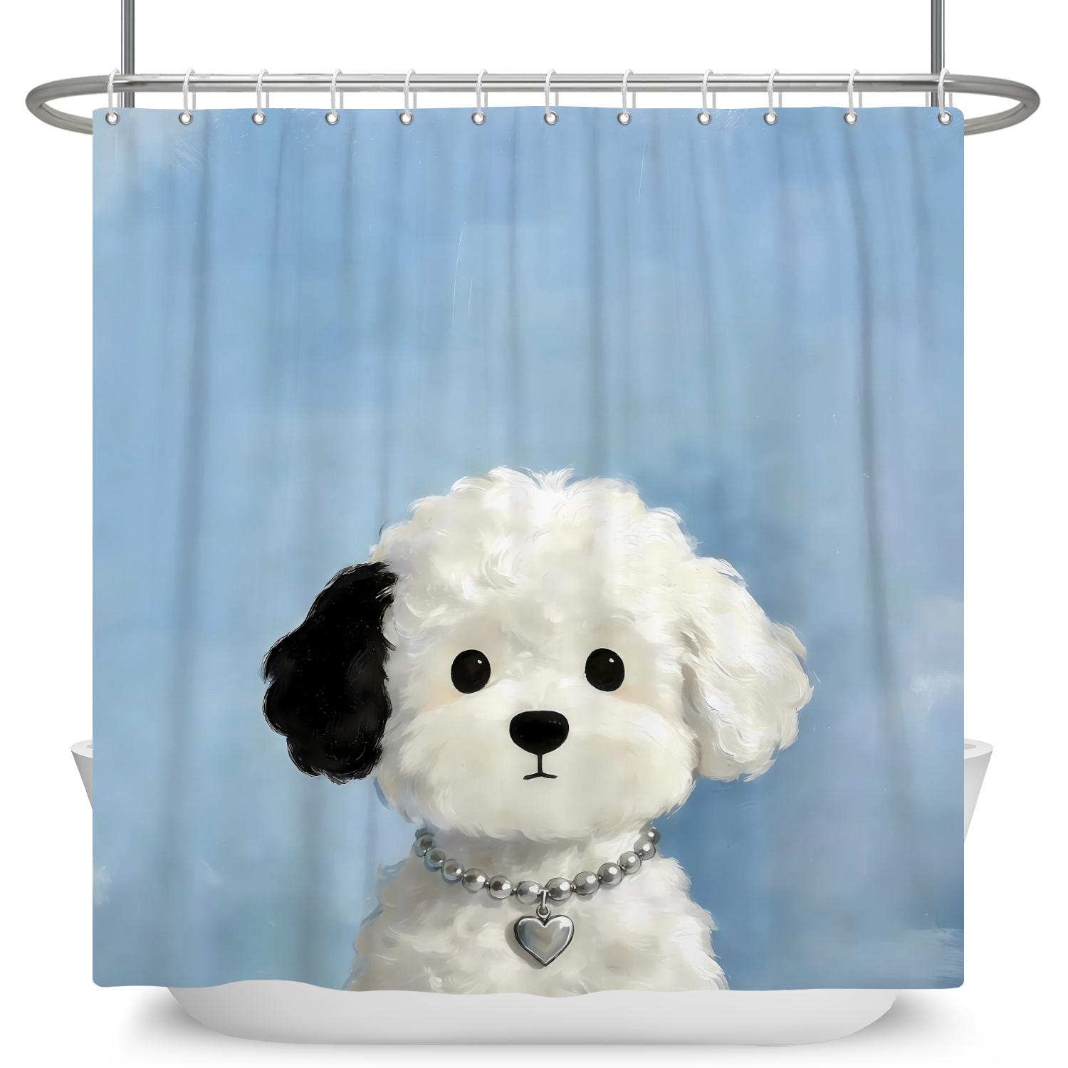 

Cute Animal Shower Curtain Funny Cartoon Kitten Pet For Bathroom Waterproof Fabric Bathtub Bathroom Decors Curtain With Hooks W60H190(CM)-1 Pcs