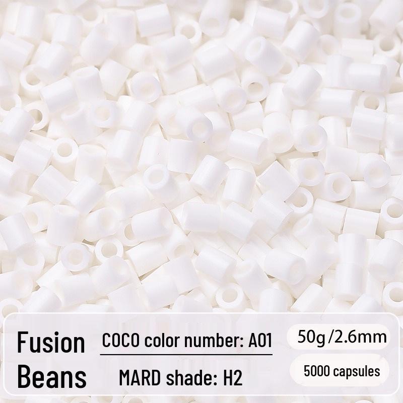 2.6mm High-Quality Fuse Beads Refill Pack: Black, White, Transparent, Red, Skin Colors