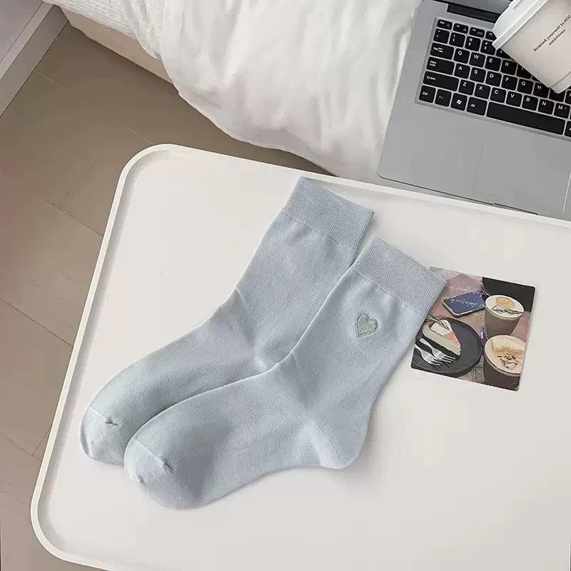 Love Socks Medium Tube Socks Spring And Autumn Cotton Socks Tide Stripe Sports White Stockings One size