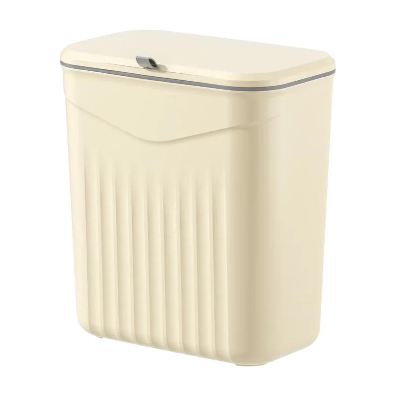 

This Is A High-end Household Trash Can for The Bathroom Kitchen and Living Room with A Seamless Flip Lid and Wall-mounted Design жовтий