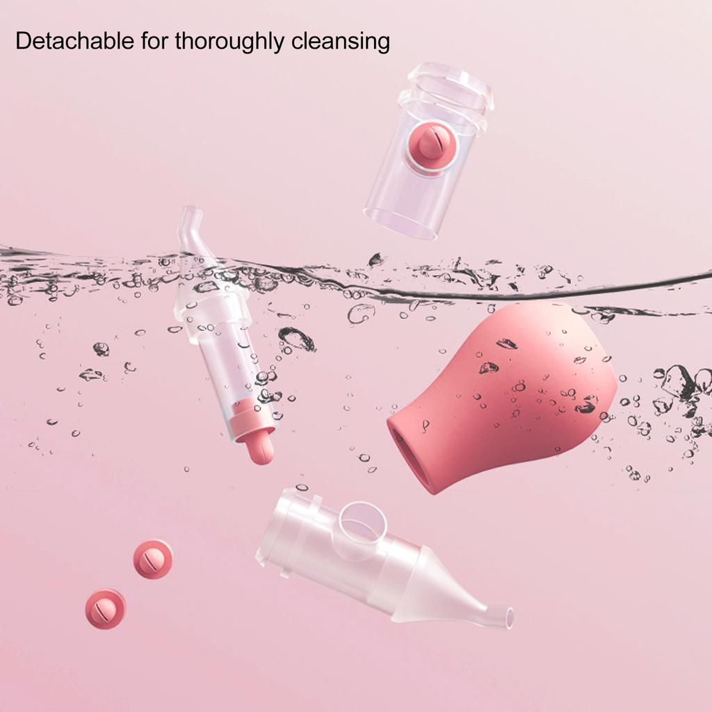 Infant Nasal Aspirator Nose Cleansing Soft Silicone Tip Manual Baby Nose Sucker with Tweezers