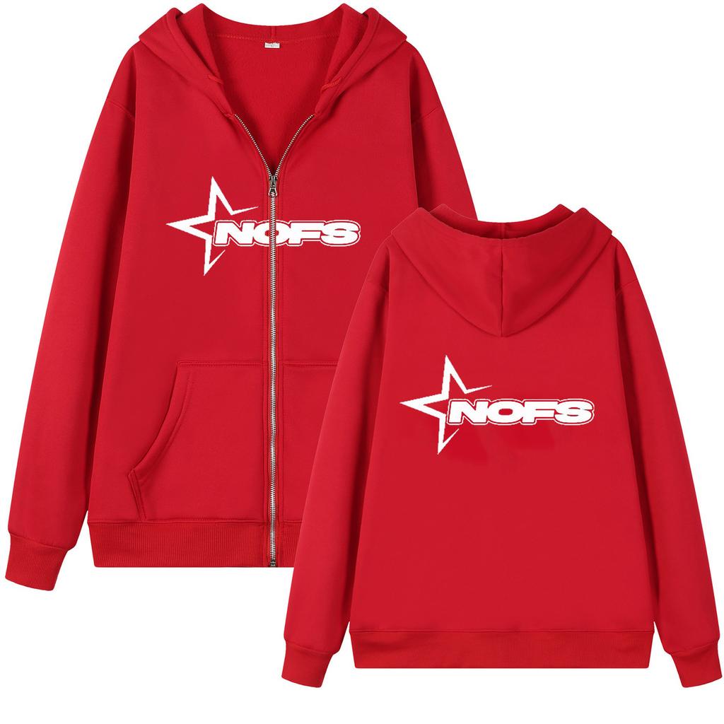 Fashion, trendy brand letter print loose fleece zipper sweater Y2K hip-hop streetwear men's and women's jumper