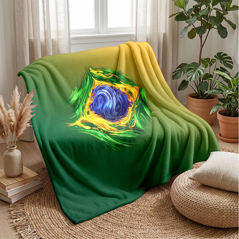 Coperta in Flanella Stampata Calcio Brasile Amica della Pelle Calda Decorativa Plaid per Divano Letto Interno Uso Quotidiano