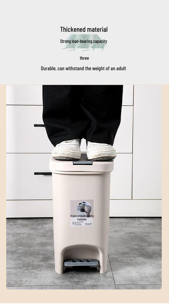 Large Odor-Proof Foot Pedal Trash Can with Lid for Home: Double Opening for Bedroom, Living Room, Kitchen, Bathroom, and Toilet.