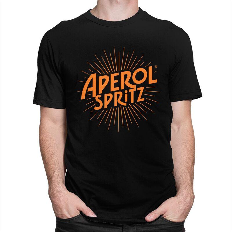 T-shirt da uomo a maniche corte in puro cotone, T-shirt casual, Top Streetwear, T-shirt, Cocktail personalizzato, Drink all'arancia, Spritz, Aperol