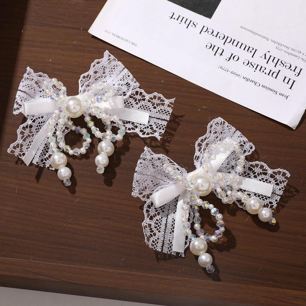Lolita Lace Bow Pearl Hair & Clothing Accessories Set