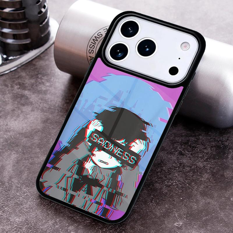 Vaporwave Aesthetic Sad Anime Phone Case For iPhone 17,16e,15,14,13,12,11,Mini,Pro,MAX soft Silicone Cover