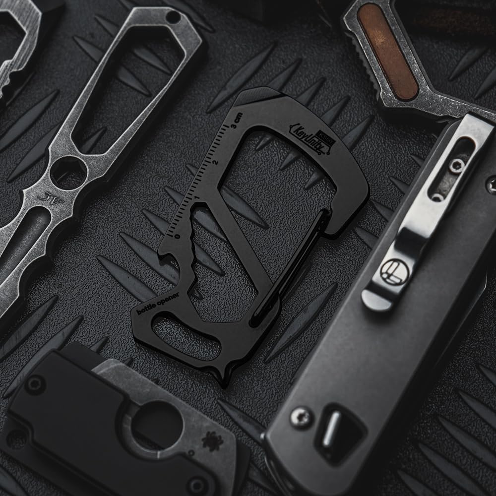 KeyUnity KS00 Multi-Tool Carabiner Keychain [Ruler, Bottle Opener, Screwdriver, Spanner] Multifunctional, Lightweight, Stylish EDC Tool, Stainless Ste