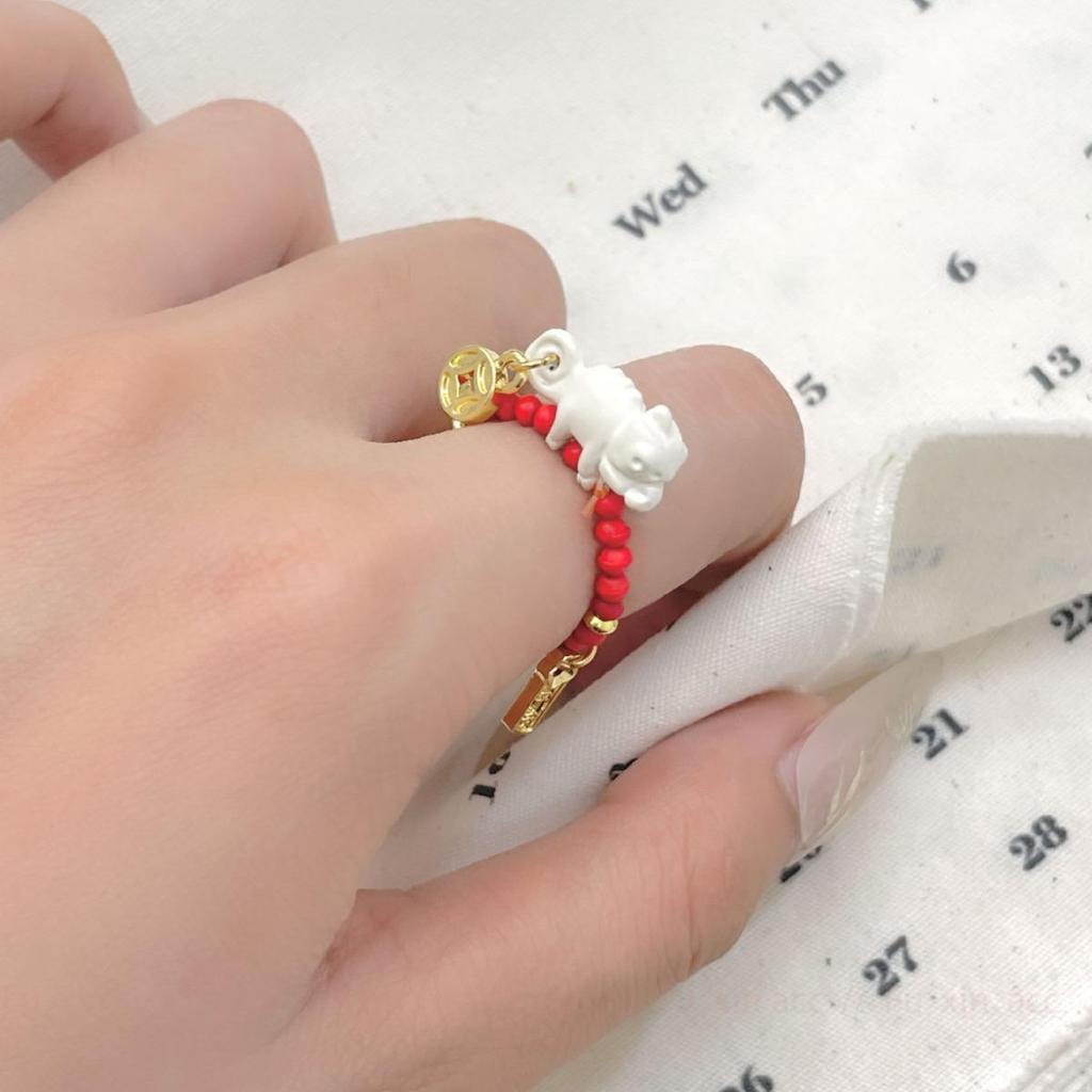 Chameleon Fortune Lover Enamel Braided Bracelet with Gold Swallow Beast Design