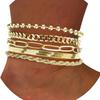 5/6Pcs Multi-layer Cuban Chain Bracelets Gold Color Metal Chain Bangles Chain Bracelet Set  Jewelry