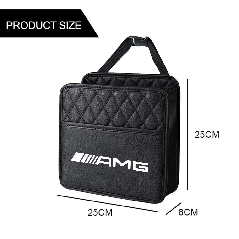 Car Emblem Styling Leather Storage Bag Auto Seat Hanging Organizer Accessories For Mercedes Benz AMG W211 W203 GLC GLA GLK Smart