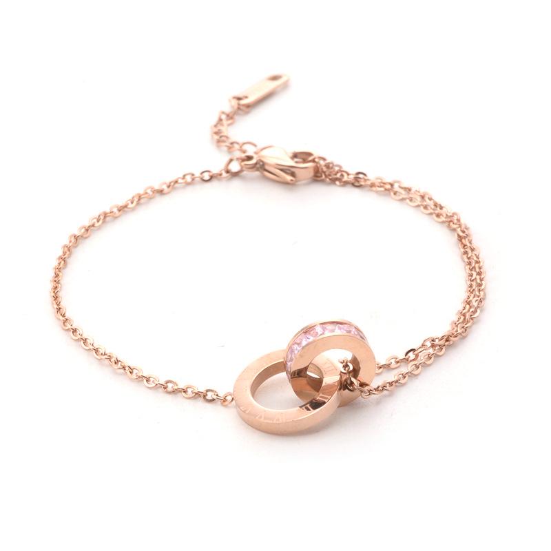 18K Rose Gold Plated Korean Style Titanium Steel Jewelry