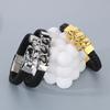 Bracciale Classico in Acciaio Inossidabile e Pelle di Mucca per Uomo Fascino Teschio Guanti Manette Nodo Bracciale con Charms Acciaio Inossidabile Gioielli per Festa Biker