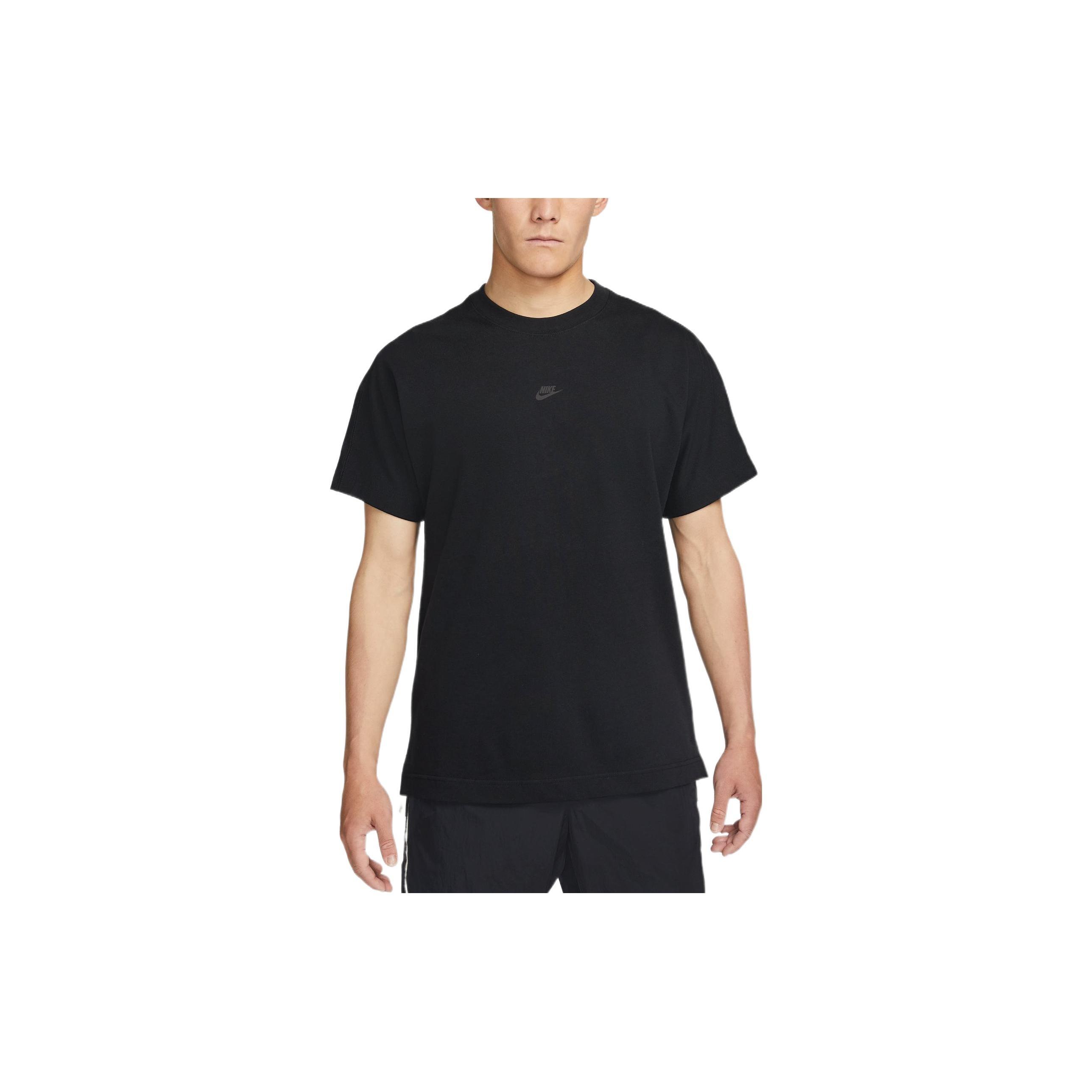 Men s Nike Solid Color Logo Round Neck Pullover Short Sleeve Black T-Shirt DD7019-010 S