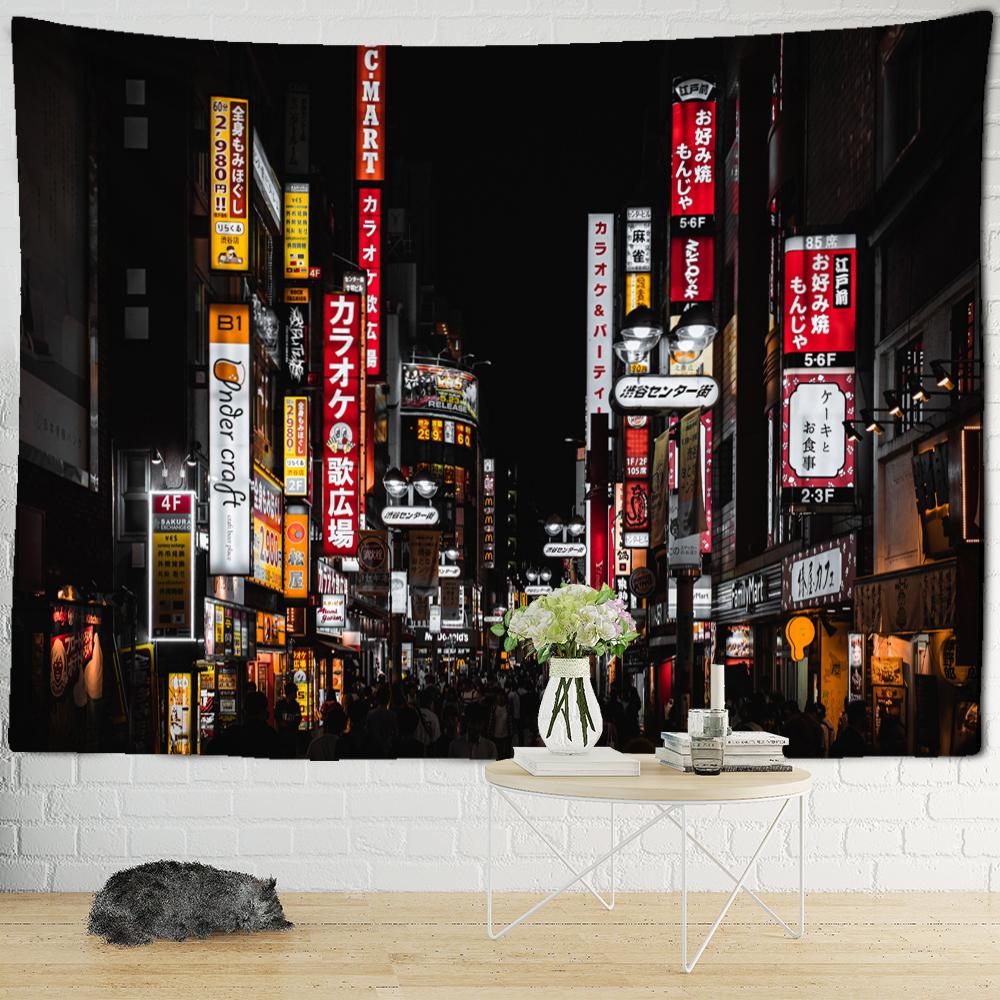 

Токио ночной вид гобелен психоделический фон колдовства ткань настенный цыганский домашний декор комнаты 95x70cm
