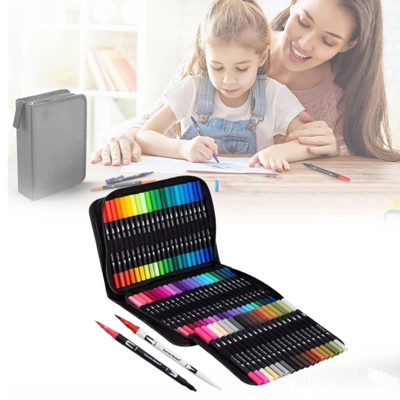 Premium 120 Color Dual Head Watercolor Brush Pens Washable Safe For Children Art Projects