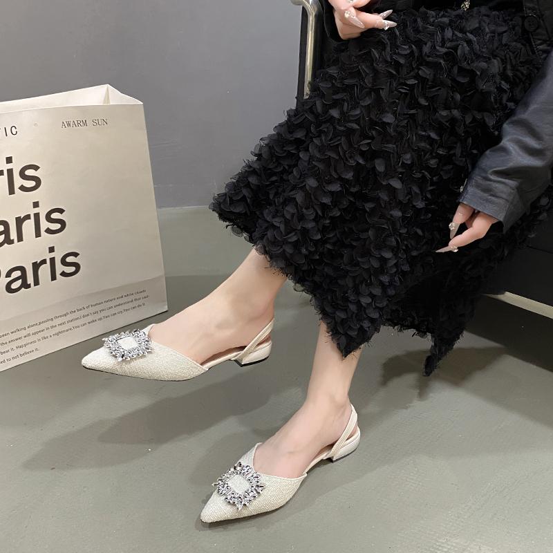 

Модная женская обувь 2025 Слипоны Женские туфли на высоком каблуке Модные хрустальные Офисные и карьерные Горячая распродажа Слипоны Бестселлер Босоножки с закрытым носком 40 бежевый