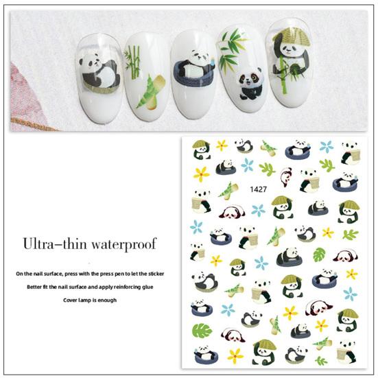 Cute Panda Leaf Design Nail Sticker Decorative Paste Easily Self-Adhesive DIY Paper Nail Art Stickers Nail