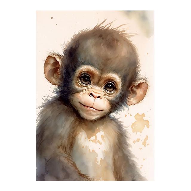 Watercolor Baby Animals Cute Warmth Prints Poster Canvas Painting Modern Wall Art Pictures Living Room Bedroom Home Decoration