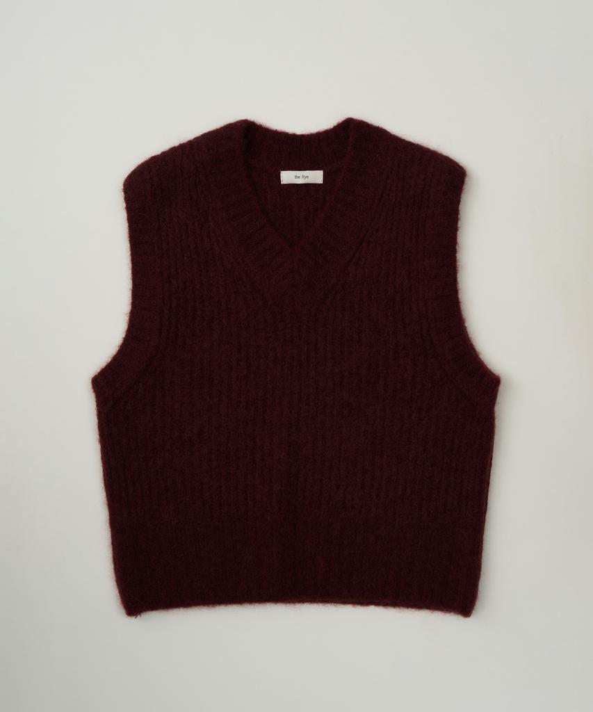 THERYE V Neck Knit Vest(Wine)