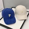 Autumn and Winter Warm Corduroy Baseball Cap with Letter Stickers, Versatile Duckbill Cap for Casual Sun Shading