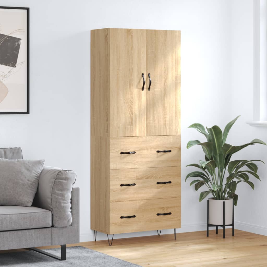 Vidaxl Witrynka, Dąb Sonoma, 69,5X34X180 Cm, Materiał Drewnopochodny