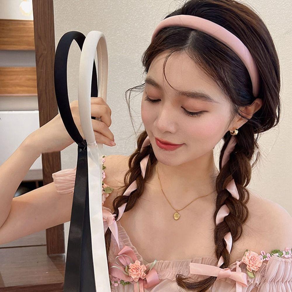 Hair Accessories Thin Headband Korean Hairband Balletcore Bow Headband Women Ribbon Hair Hoop