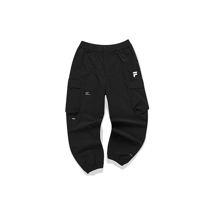 FILA Свободный крой Однотонные Тканые Джоггеры Мужские Брюки Черный F11M149801FBK S