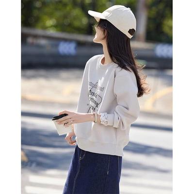 Women's Embroidered Letter Loose Fit Sweatshirt