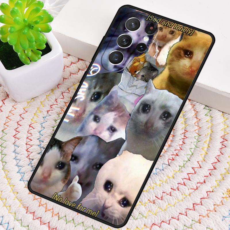 Crying Cat Memes Phone Case for Samsung Galaxy note 10 pro S26 Ultra S23 S24 FE S25 S21 S22 PLUS shockproof Cove