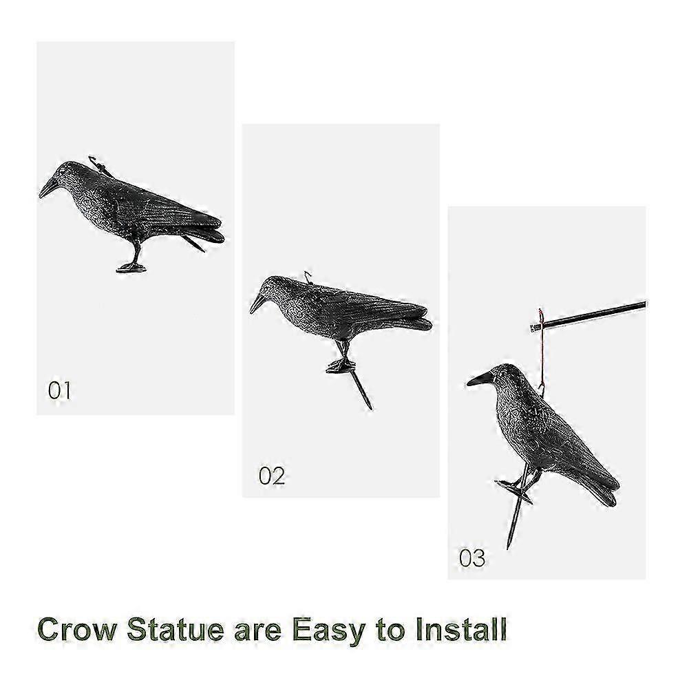 2PCS Crow Decoy, Fake Crow To Keep Birds Away From House, Patio, Porch, Balcony, Roof, Pool, Graden Decoration