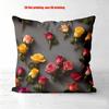 Colorful Roses Floral Pattern Decorative Throw Pillow Cover 2D Printed Polyester Sofa Cushion Case For Modern Home Decor