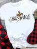 (Asian Size) Plaid Tree Style Cute Merry Christmas Tee Top Festival   New Year Holiday Casual  Lady Short Sleeve Fashion Women Print Graphic T-shirts