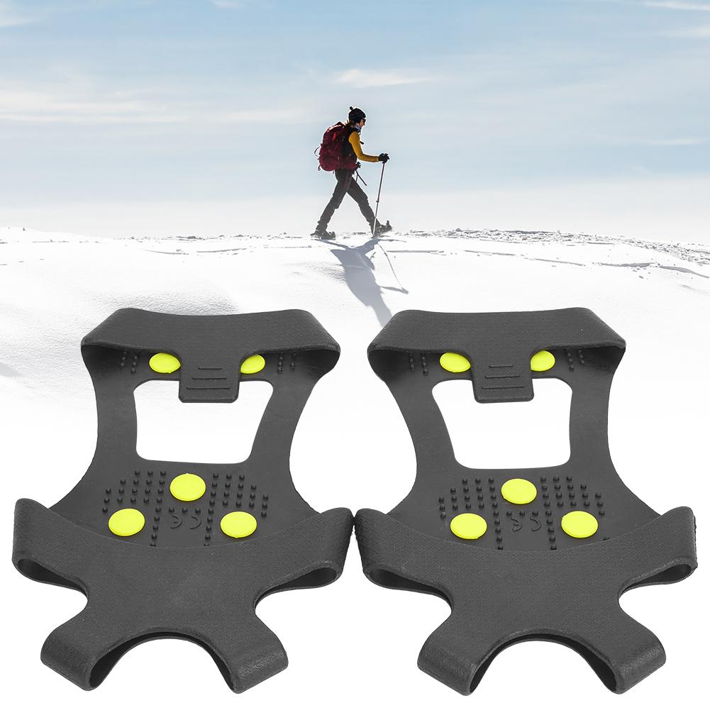1 Pair Universal 10 Teeth Anti Slip Ice Cleat Shoe Grips Spikes Cleats Crampons for Hiking
