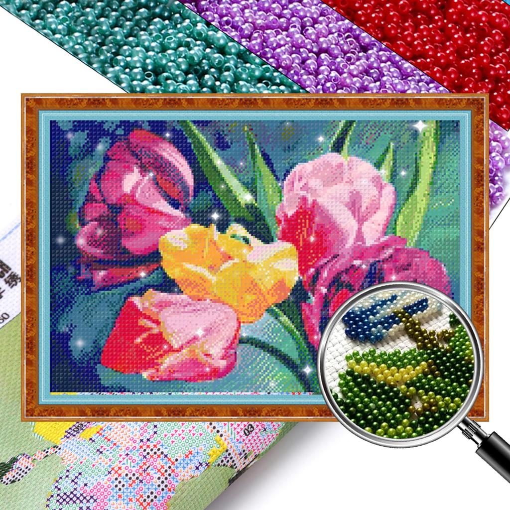 Full Embroidery Beaded Flower 9CT DIY Beadwork Kit for Living Room Home Decor