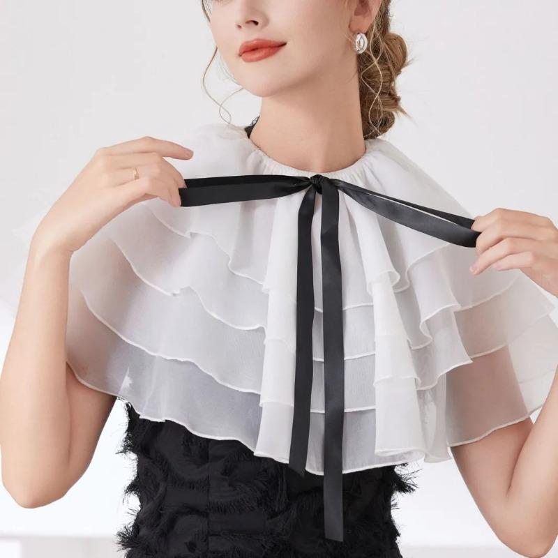 New Fashion Lapel Shoulder Fake Collar Ladies Removable Neck Shawl Wrap Shirt Detachable False Collar Clothes Accessory