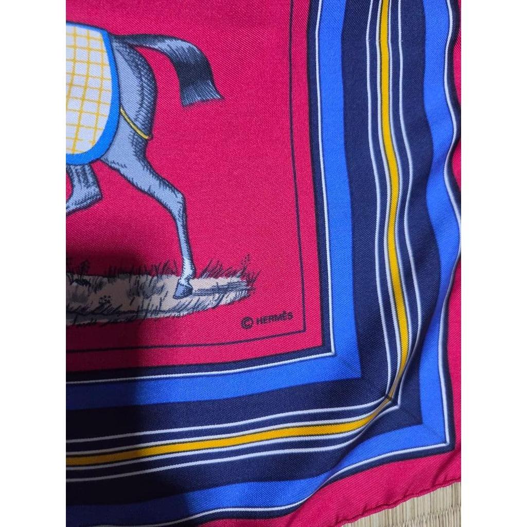 Used HERMES Scarf Kare90 Horse Pattern Red Series