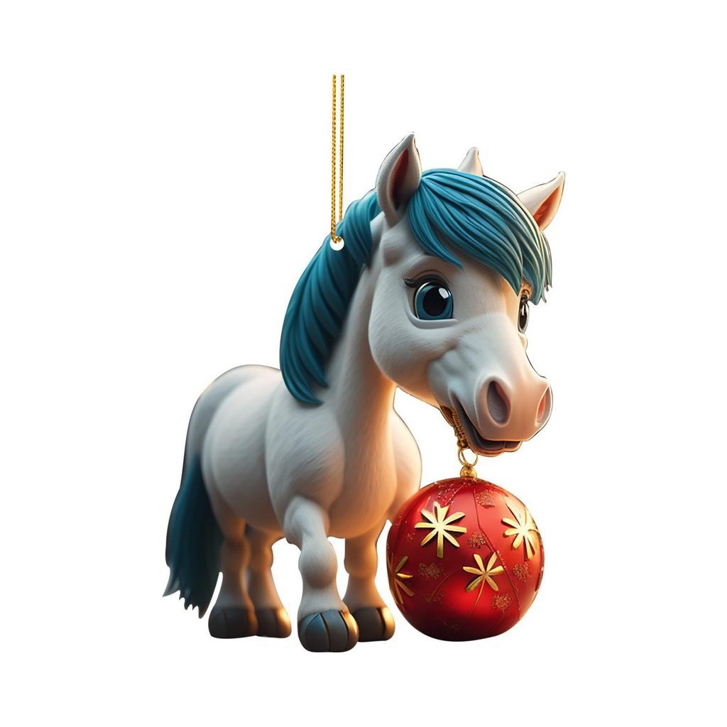 Adorable Acrylic Horse Christmas Tree Decoration For Natal Family Festivities