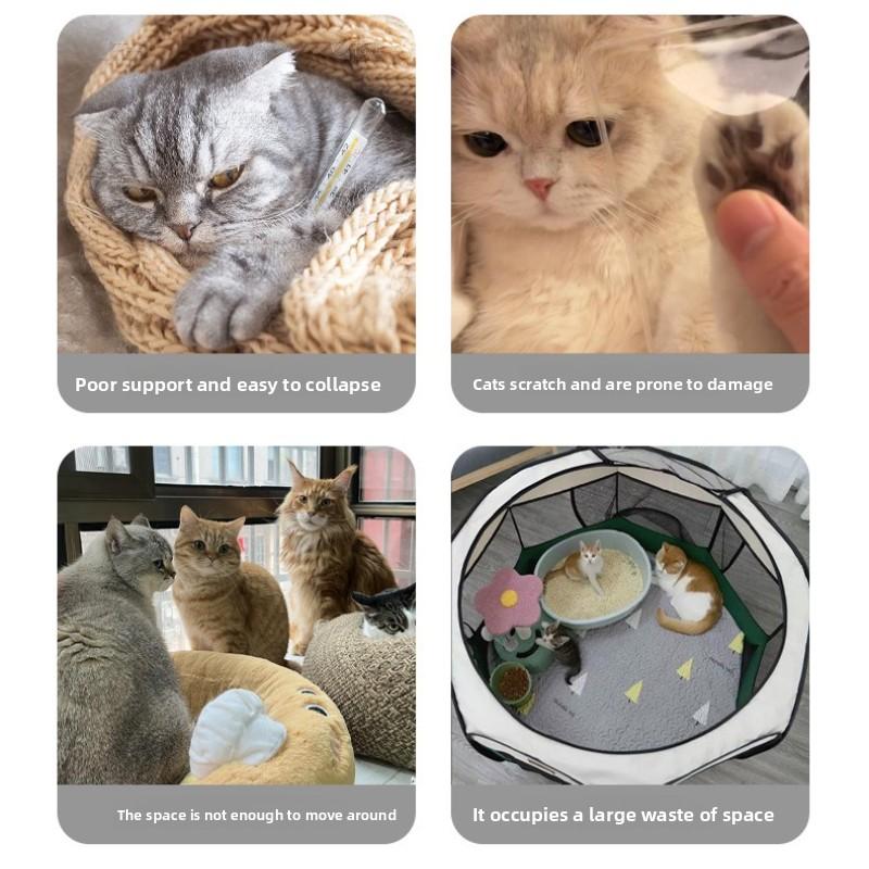 Quadratisches Graues Katzen- und Hundelieferzimmer Strapazierfähiger Oxford-Stoff mit Spieltunnel Faltbares Haustierbett